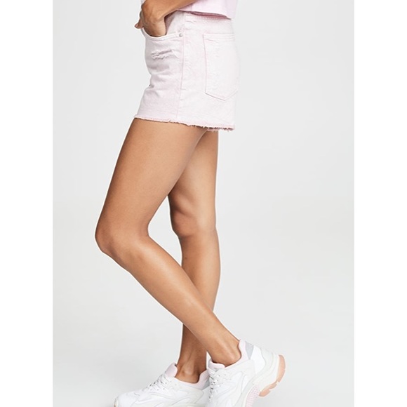 DL1961 Cleo High Rise Denim Shorts in Acid Pink - Picture 4 of 12